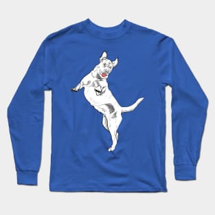 Marshall the White Labrador Retriever - Blue Long Sleeve T-Shirt